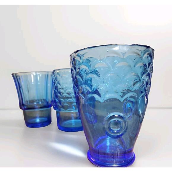 Victorian Trading Italian Seaside Mermaid Cobalt Blue Stacking Glasses Set Of 3 - Picture 3 of 9